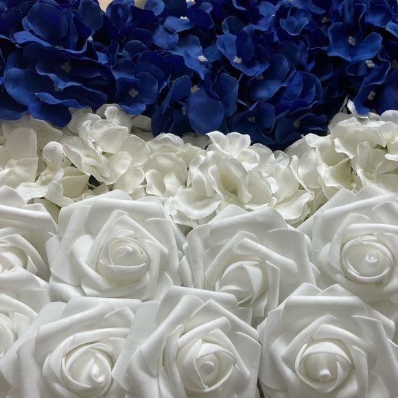Custom White Roses & Hydrangeas Flower Mix Wedding Decor Various Color Options - Picture 3 of 14